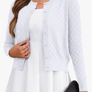 Women's White Cardigan Sweater